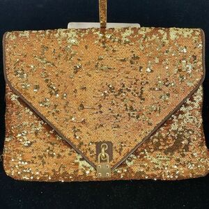 Alexis Uospny Copper and Leather Sequin Bag